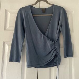 Ann Taylor Blue-Gray 3/4 Sleeve Top